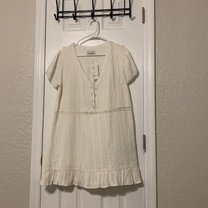White V Neck Urban Outfitters Mini Dress with Buttons